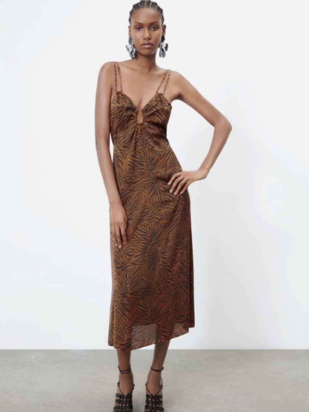 Zara Animal Print Midi Dress